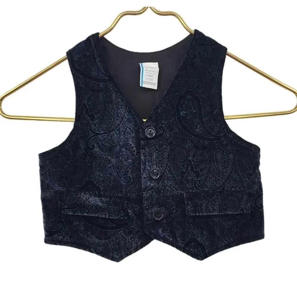 Adorable Vintage Boys Dress Vest Crushed‎ Velvet Size 3T
